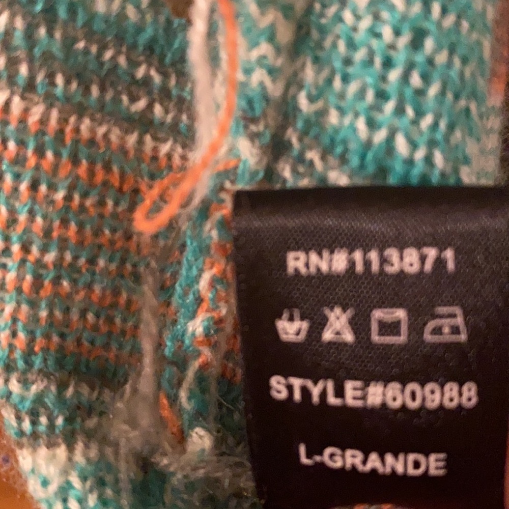 B Sharp Mohair Acrylic Open Front Aztec Tribal Southwestern Cardigan Sweater L - Picture 8 of 10